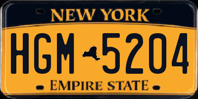 NY license plate HGM5204