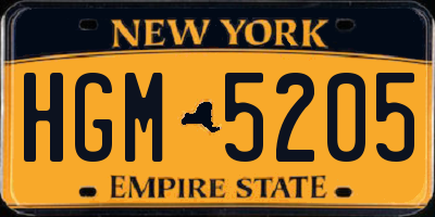 NY license plate HGM5205