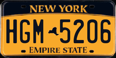 NY license plate HGM5206