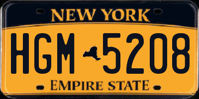 NY license plate HGM5208