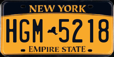 NY license plate HGM5218