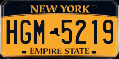 NY license plate HGM5219