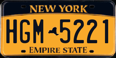 NY license plate HGM5221