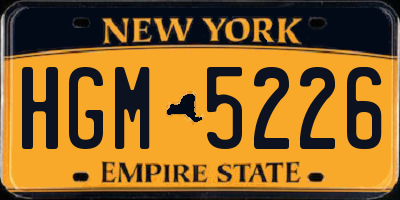 NY license plate HGM5226