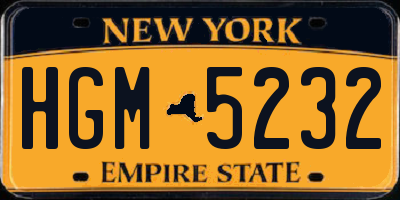 NY license plate HGM5232