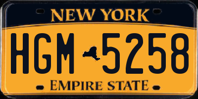 NY license plate HGM5258