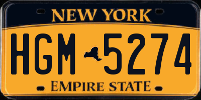 NY license plate HGM5274