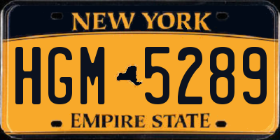 NY license plate HGM5289