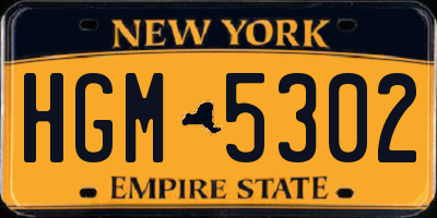 NY license plate HGM5302