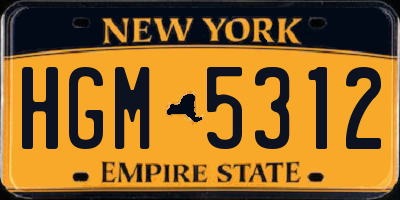 NY license plate HGM5312