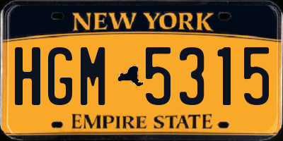 NY license plate HGM5315