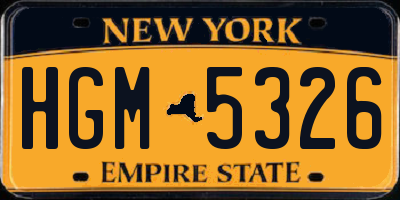 NY license plate HGM5326