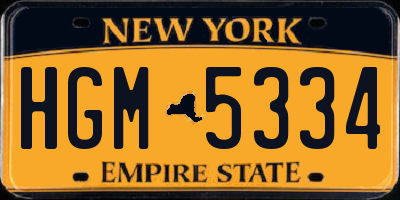 NY license plate HGM5334