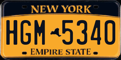 NY license plate HGM5340