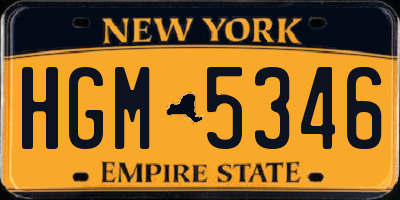 NY license plate HGM5346