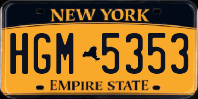 NY license plate HGM5353