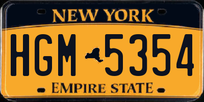 NY license plate HGM5354