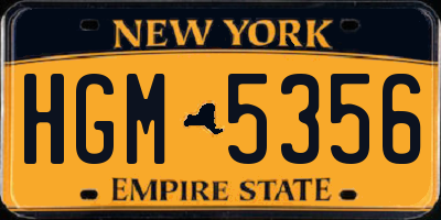 NY license plate HGM5356