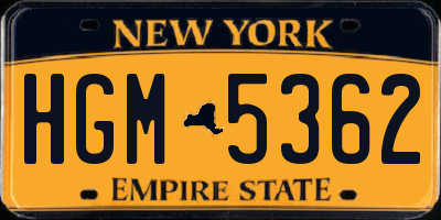 NY license plate HGM5362