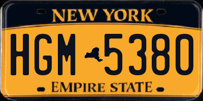 NY license plate HGM5380