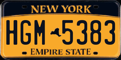 NY license plate HGM5383