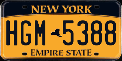 NY license plate HGM5388