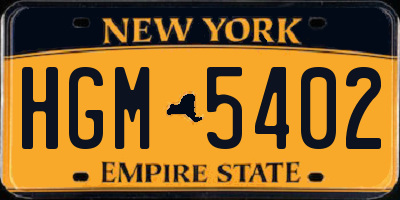 NY license plate HGM5402