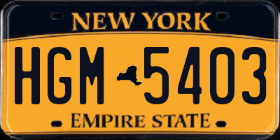 NY license plate HGM5403