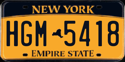 NY license plate HGM5418