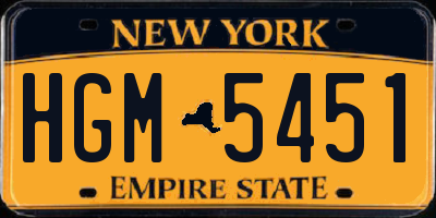 NY license plate HGM5451