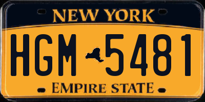 NY license plate HGM5481