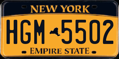 NY license plate HGM5502