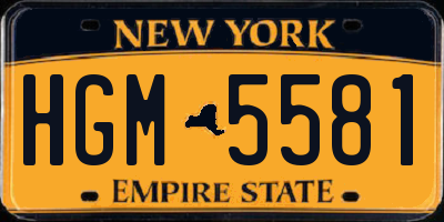 NY license plate HGM5581