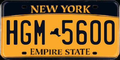 NY license plate HGM5600