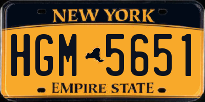 NY license plate HGM5651