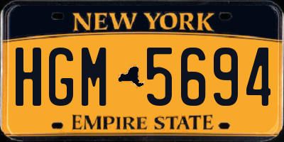 NY license plate HGM5694