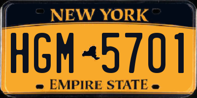 NY license plate HGM5701