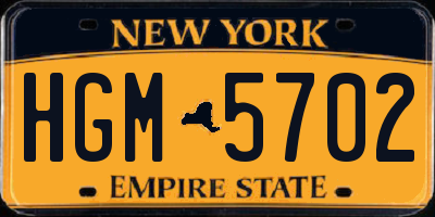NY license plate HGM5702