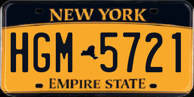 NY license plate HGM5721