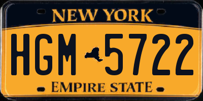NY license plate HGM5722