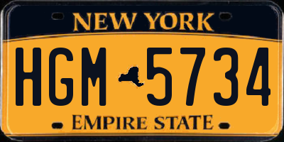 NY license plate HGM5734