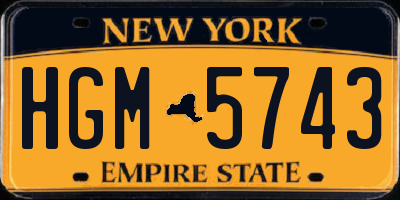 NY license plate HGM5743