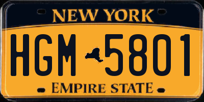 NY license plate HGM5801