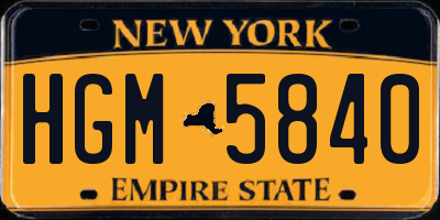 NY license plate HGM5840