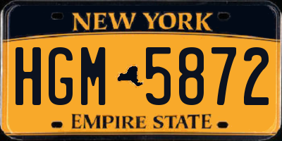 NY license plate HGM5872