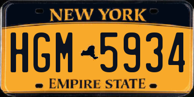 NY license plate HGM5934