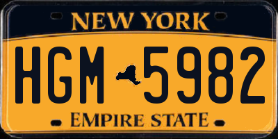 NY license plate HGM5982