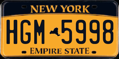 NY license plate HGM5998