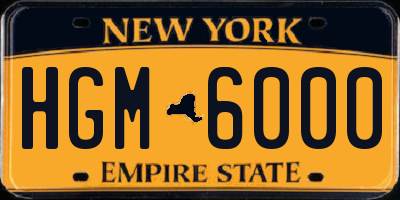 NY license plate HGM6000