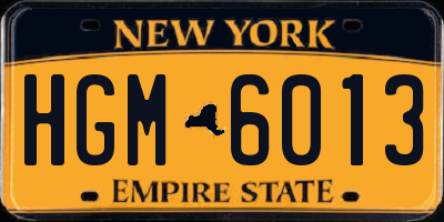 NY license plate HGM6013